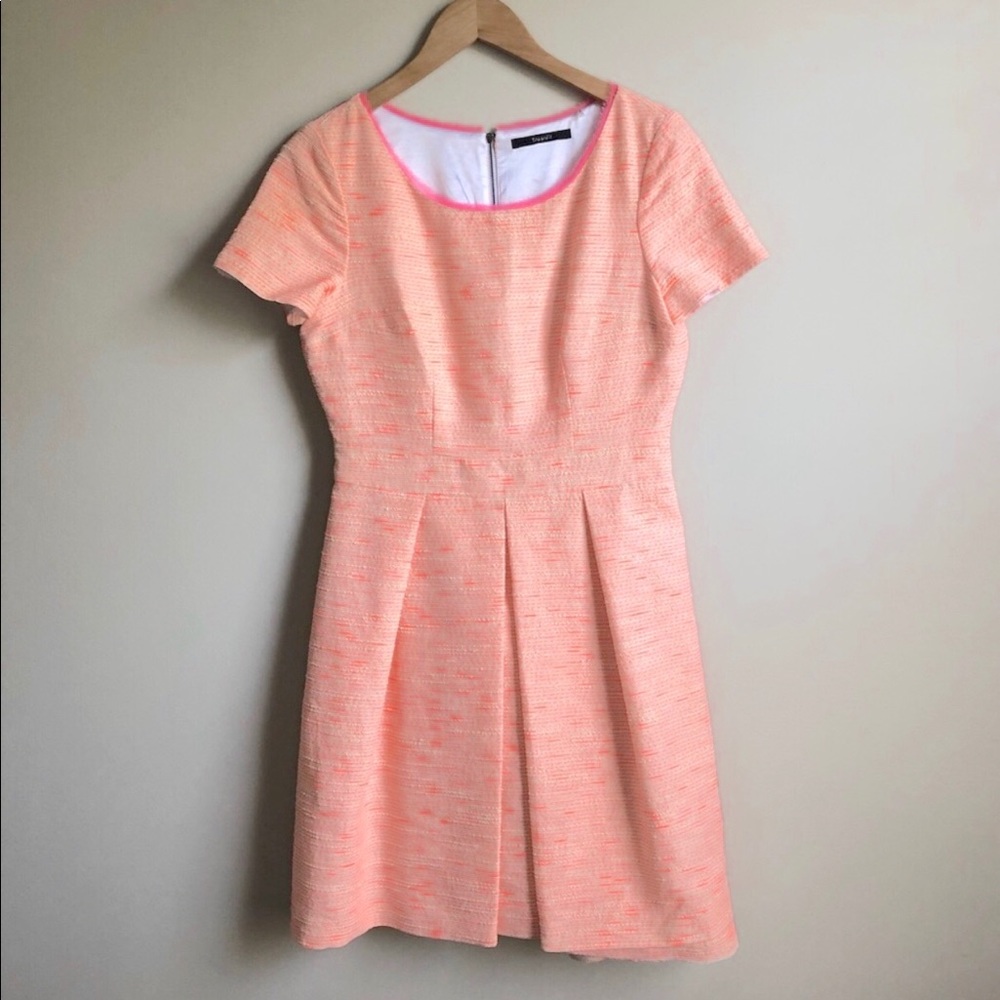 Tahari Klarissa Tweed Coral Dress